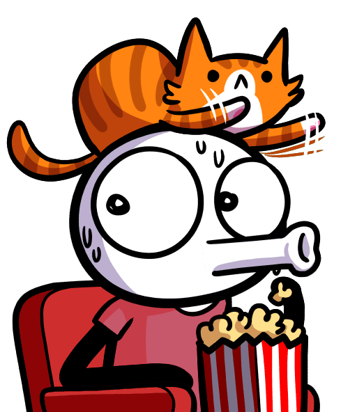 Awakward looking fella eating popcorn!